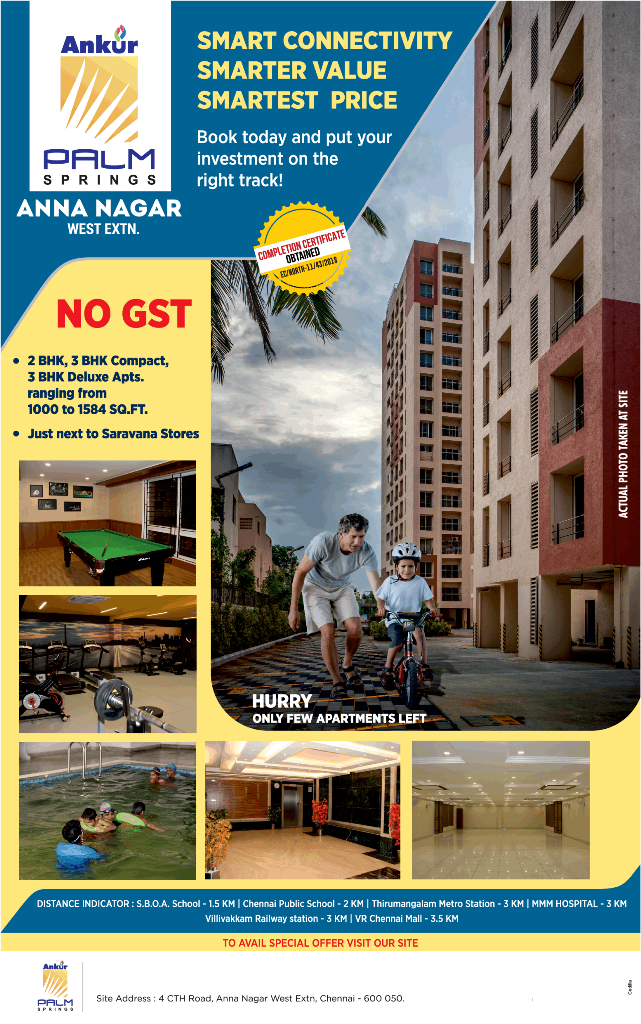 Hurry only few apartments left at Ankur Palm Springs, Chennai